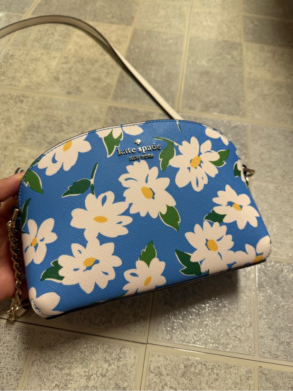 Kate Spade Cameron Charming Daisy Blue Floral Dome Crossbody
